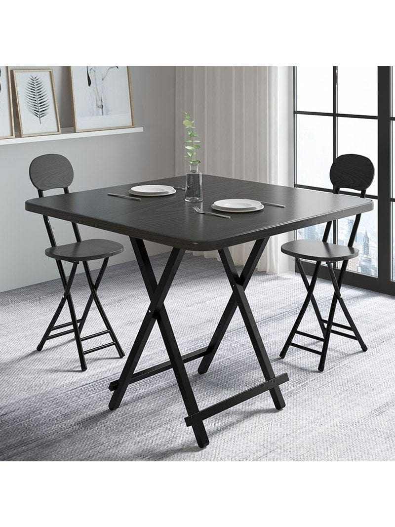 Table pliante bois cuisine carrée 60 cm dans un coin repas - photo 2