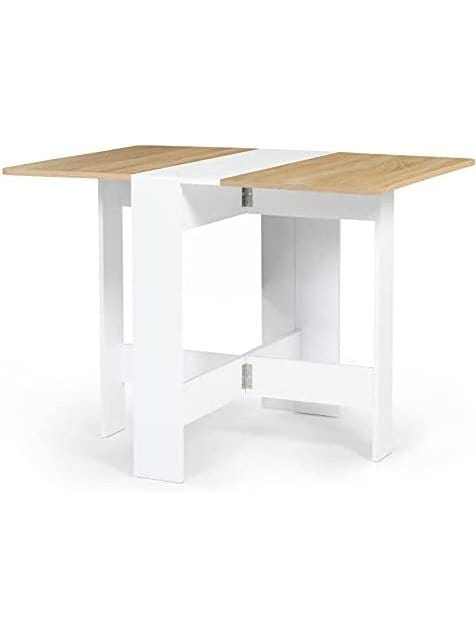 Table pliante bois intérieur en mélaminé 103 cm dépliée dans une cuisine