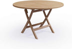 Table pliante en bois massif carrée de 120 cm installée dans un jardin