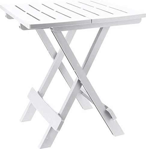 Table pliante carrée blanche compacte de 43 cm en bout de canapé