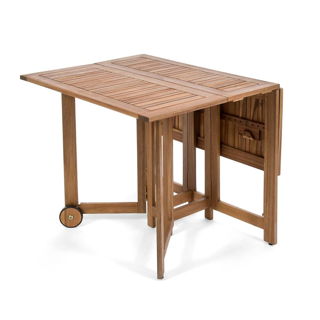 Table pliante en bois d'acacia avec chaises intégrées sur une terrasse - photo 2