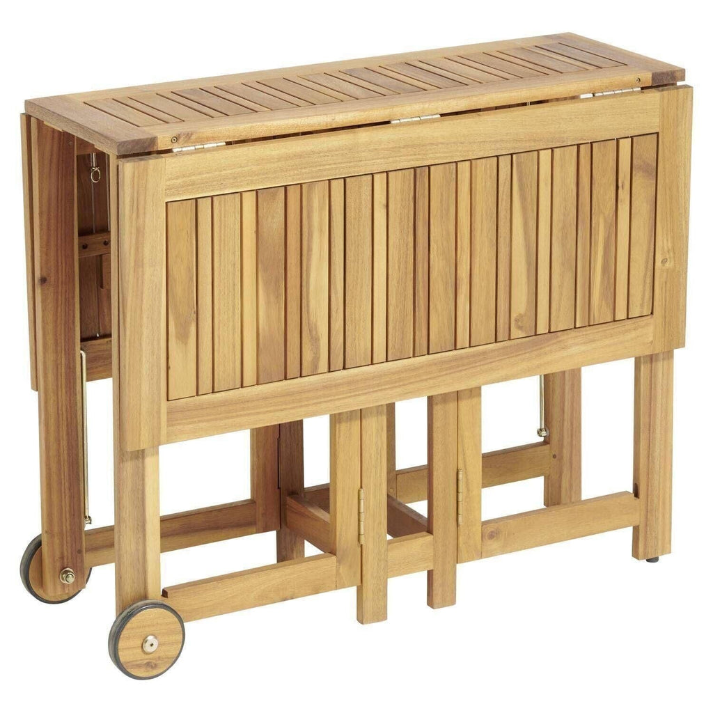 Table pliante en bois d'acacia avec chaises intégrées sur une terrasse - photo 4