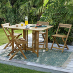 Table pliante en bois d'acacia avec chaises intégrées sur une terrasse - photo 6