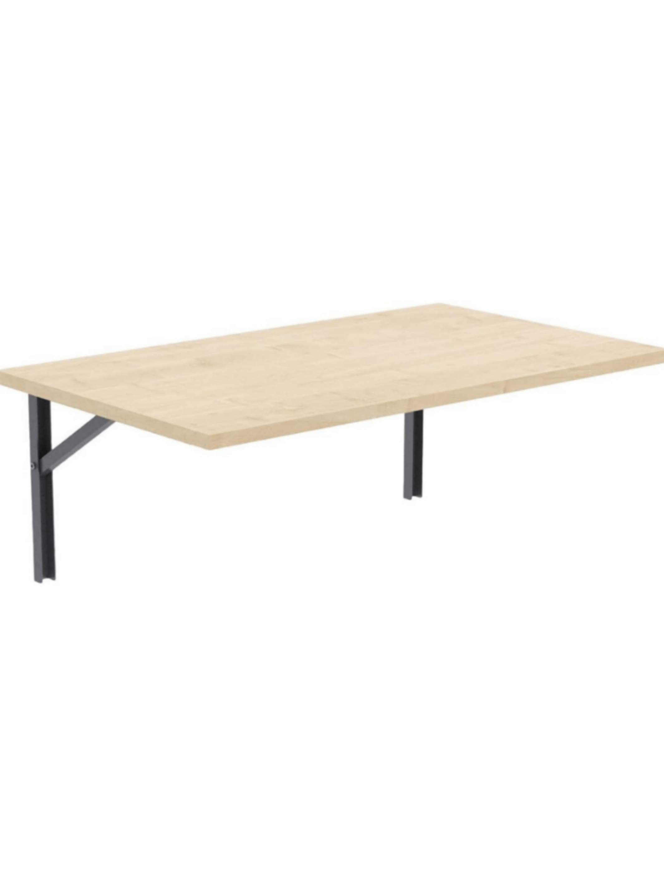 Table pliante murale en bois de pin de 80 x 60 cm dépliée