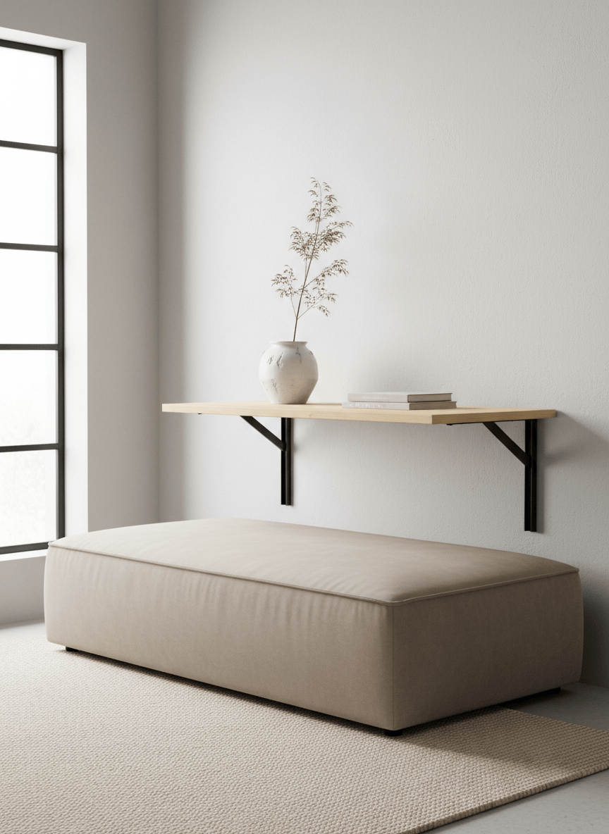 Table pliante murale en bois de pin de 80 x 60 cm dépliée - photo 4