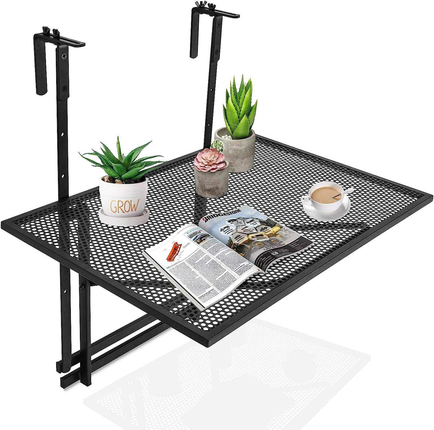Table pliante murale de balcon rabattue contre le mur
