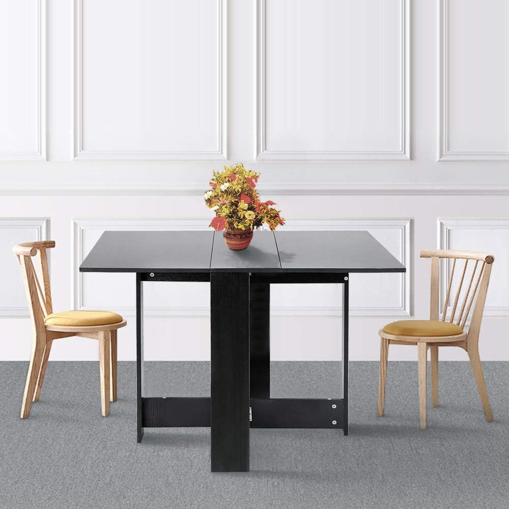 Table pliante noire de 103 cm dépliée dans un séjour - photo 2