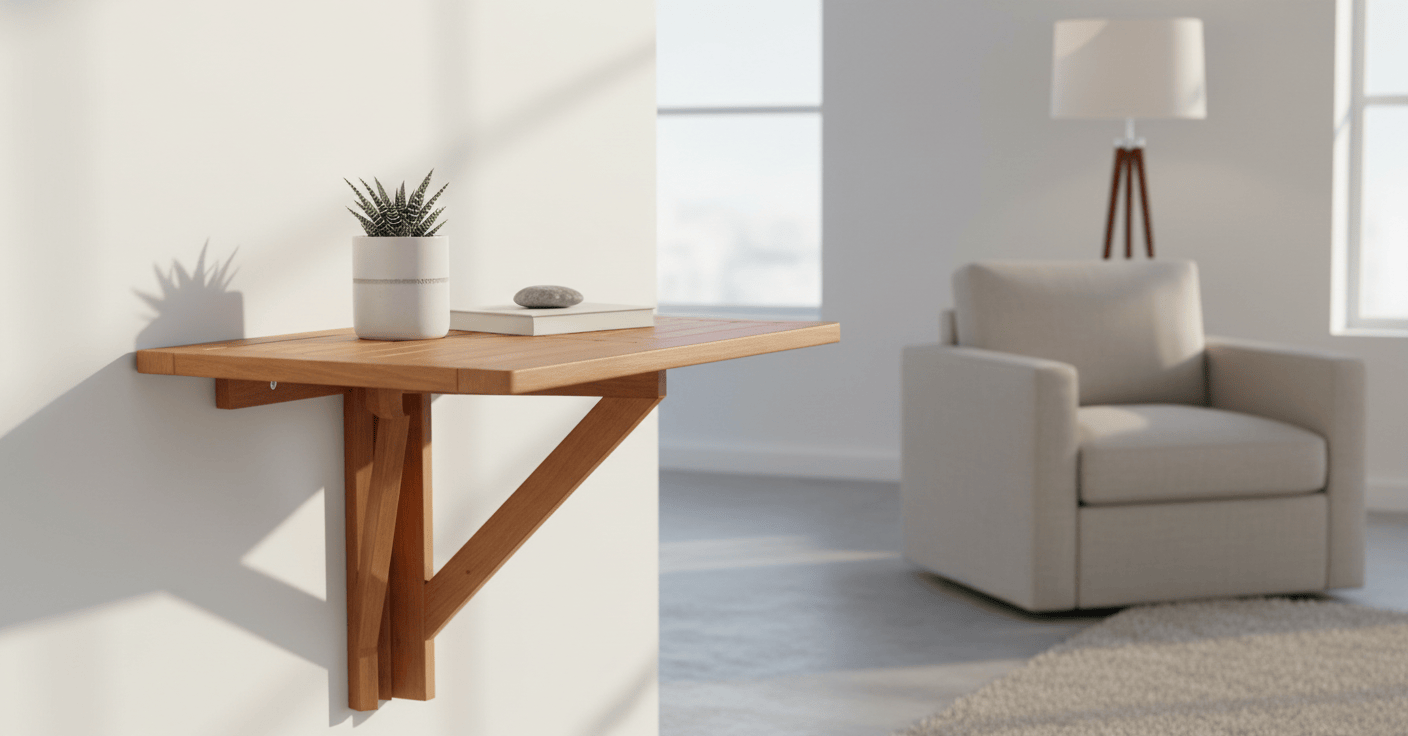 Table pliante pour fourgon aménagé en eucalyptus FSC de 60 x 40 cm - photo 4