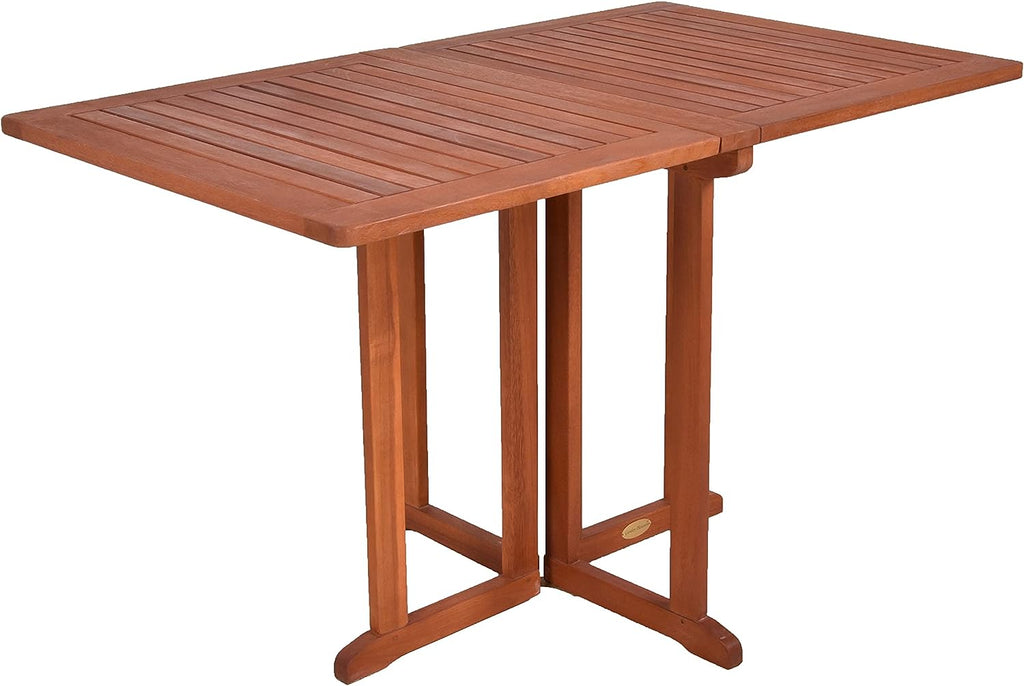 Table pliante rectangulaire en eucalyptus huilé FSC de 120 cm