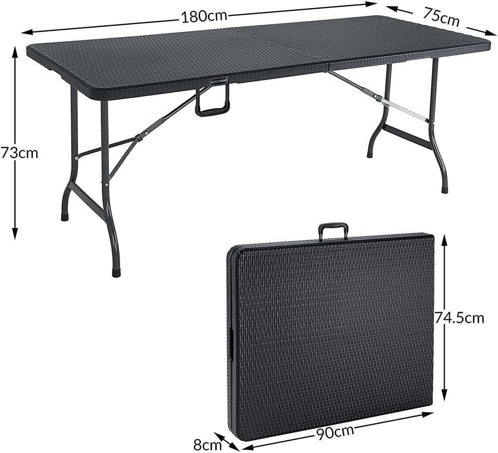 Table pliante en résine effet polyrotin de 180 cm dans un jardin - photo 7