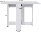 Table pliante de salon de 103 cm dépliée puis repliée en console contre un mur - photo 3