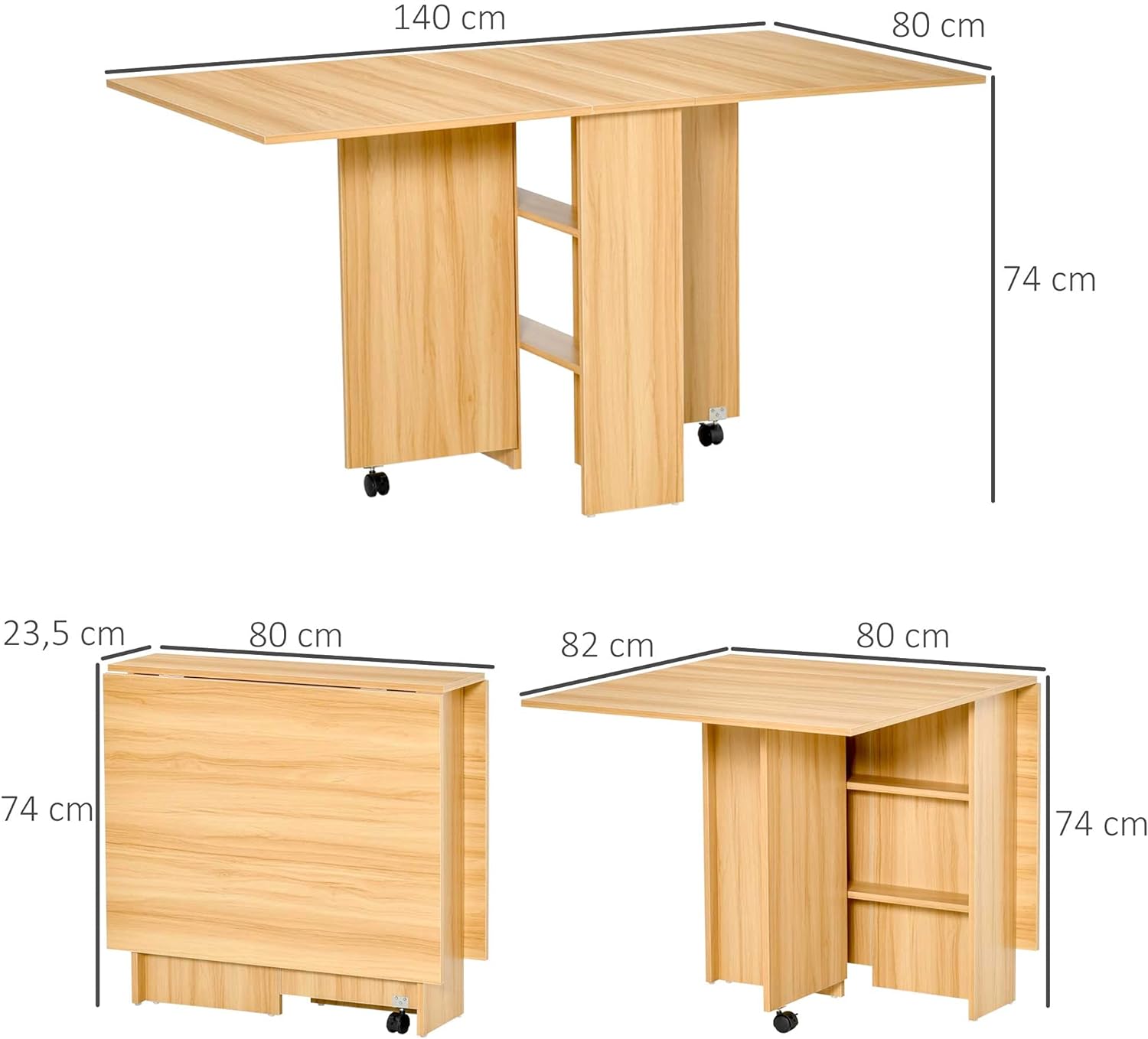 Table pliante gain de place de 140 cm dépliée dans un séjour - photo 5