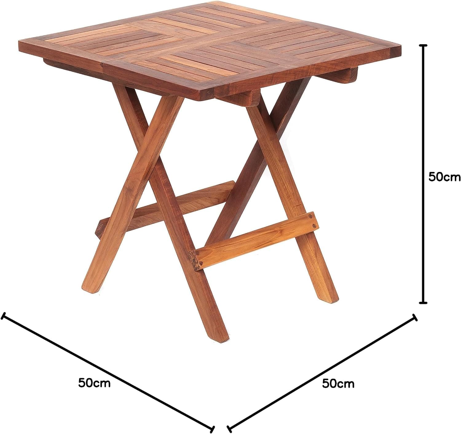 Table pliante en teck massif de 50 x 50 cm sur une terrasse - photo 3