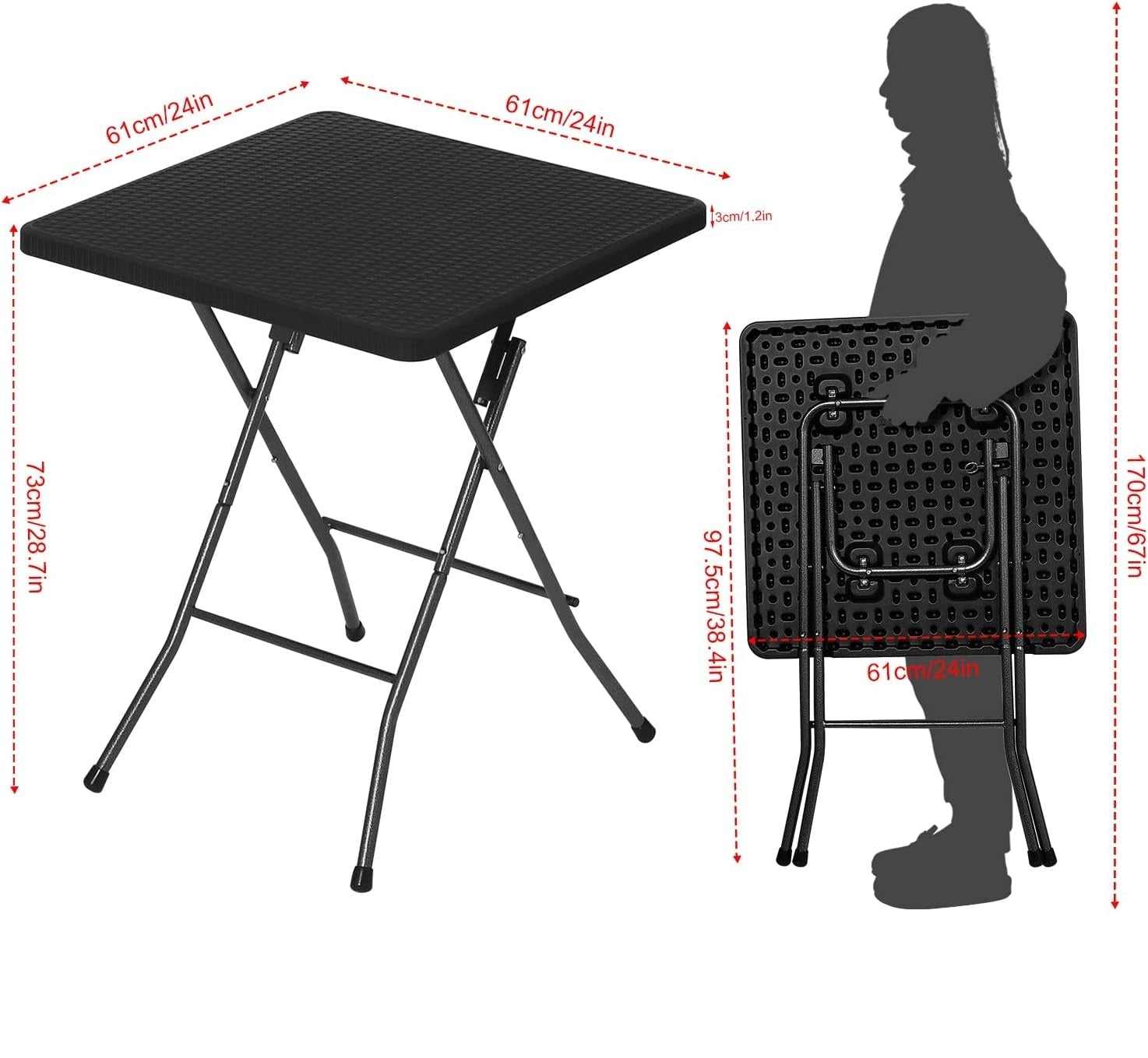 Table pliante pour terrasse et balcon en HDPE de 61 x 61 cm - photo 4