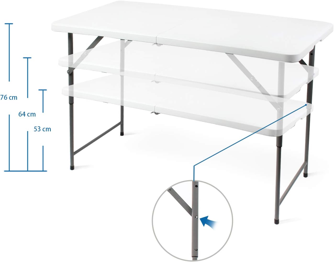 Table pliante transportable de 120 x 60 cm repliée pour le transport - photo 4