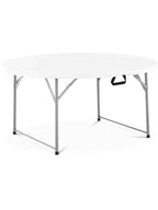 Table ronde pliante de 150 cm de diamètre installée pour un banquet