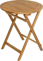 Table ronde pliante en bois de 60 cm de diamètre avec ferrures métalliques